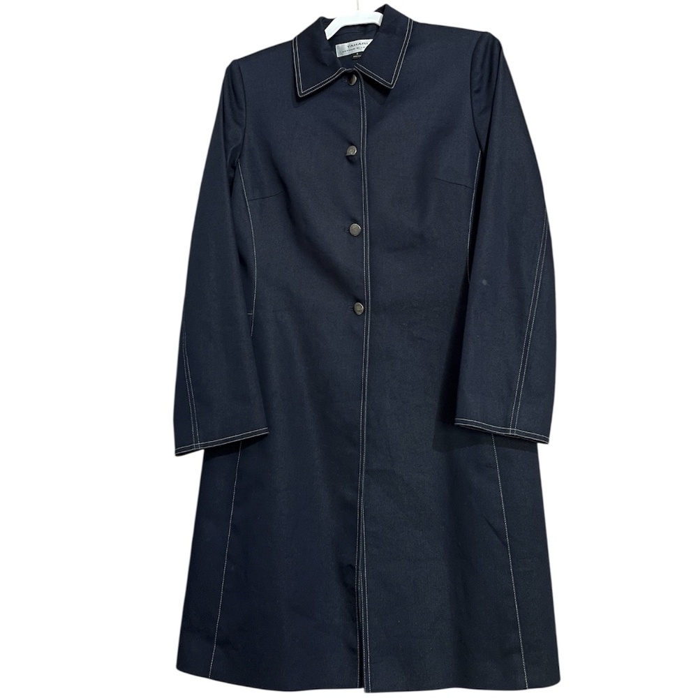 Tahari ASL Women’s Black Trench Coat w/ Shoulder Pads Vintage Sz 8